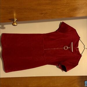 Calvin Klein Red Dress with Gold Accent